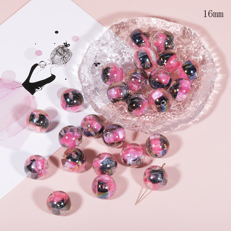 Wholesale Magic star geometric ball 16mm resin through hole loose beads